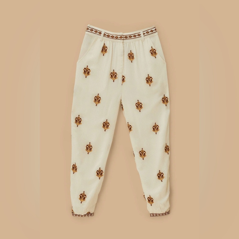 FARM RIO Off-White Anchor Tapestry Embroidered Pants - Picture 6 of 7